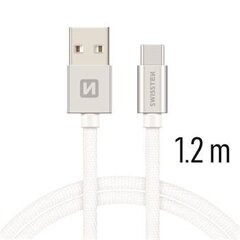 Swissten Textile Universal Quick Charge 3.1 USB-C Data- ja latauskaapeli 1.2 m musta hinta ja tiedot | Puhelinkaapelit | hobbyhall.fi