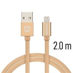 USB kaapeli Swissten Textile 3A Lightning, 2.0 m, kulta hinta ja tiedot | Kaapelit ja adapterit | hobbyhall.fi