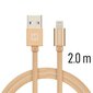 USB kaapeli Swissten Textile 3A Lightning, 2.0 m, kulta hinta ja tiedot | Kaapelit ja adapterit | hobbyhall.fi