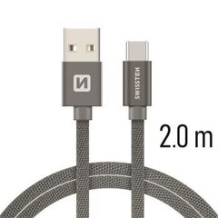 Yleiskaapeli Swissten Textile USB-C 3.1 2.0 m harmaa hinta ja tiedot | Puhelinkaapelit | hobbyhall.fi