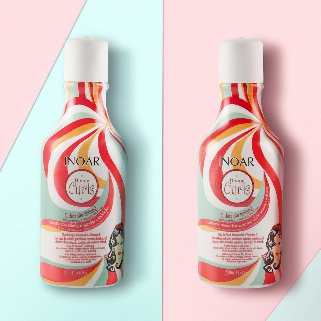 Kiharat hiustenhoitosetti INOAR Divine Curls Duo Kit: shampoo 250 ml + hoitoaine 250 ml hinta ja tiedot | Shampoot | hobbyhall.fi