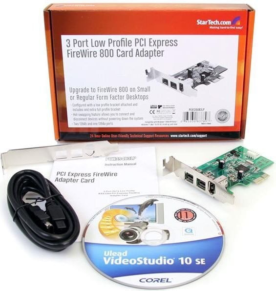 StarTech FireWire / PCIe (PEX1394B3LP) hinta ja tiedot | Ohjain- ja laajennuskortit | hobbyhall.fi