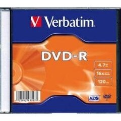 Verbatim DVD-R 4,7GB 16X hopea / AZO, laatikossa 1 kpl. hinta ja tiedot | Vinyylilevyt, CD-levyt, DVD-levyt | hobbyhall.fi