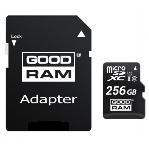 Goodram MicroSDHC 256GB Class 10/UHS 1 + Adapter hinta ja tiedot | Puhelimen muistikortit | hobbyhall.fi