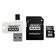 Goodram All In One 16GB Class 10/UHS 1 + Adapter + USB Reader hinta ja tiedot | Goodram Tietokoneet ja pelaaminen | hobbyhall.fi