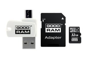 Goodram All In One 32GB Class 10/UHS 1 + Adapter + USB Reader hinta ja tiedot | Goodram Tietokoneet ja pelaaminen | hobbyhall.fi