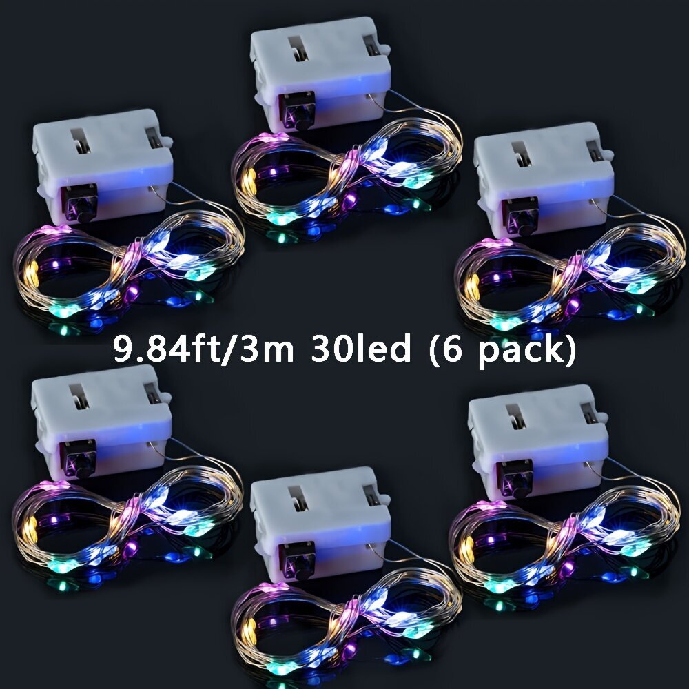 6 pakkausta Mini Led Keijukaisvalot Paristokäyttöiset Hopealanka Jouluvalot hinta ja tiedot | Jouluvalot | hobbyhall.fi