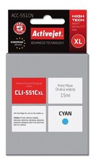 Activejet ACC-551CN (Canon CLI-551C), sininen hinta ja tiedot | Mustekasetit | hobbyhall.fi