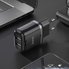 Hoco N4 kotitalouslaturi kahdella USB-liitännällä (2.4A) musta hinta ja tiedot | Puhelimen laturit | hobbyhall.fi