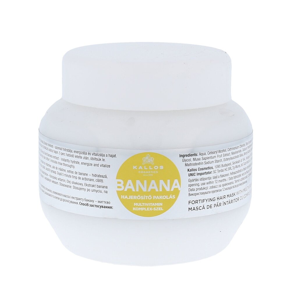 Kallos Cosmetics Banana hiusnaamio 275 ml hinta ja tiedot | Naamiot, öljyt ja seerumit | hobbyhall.fi