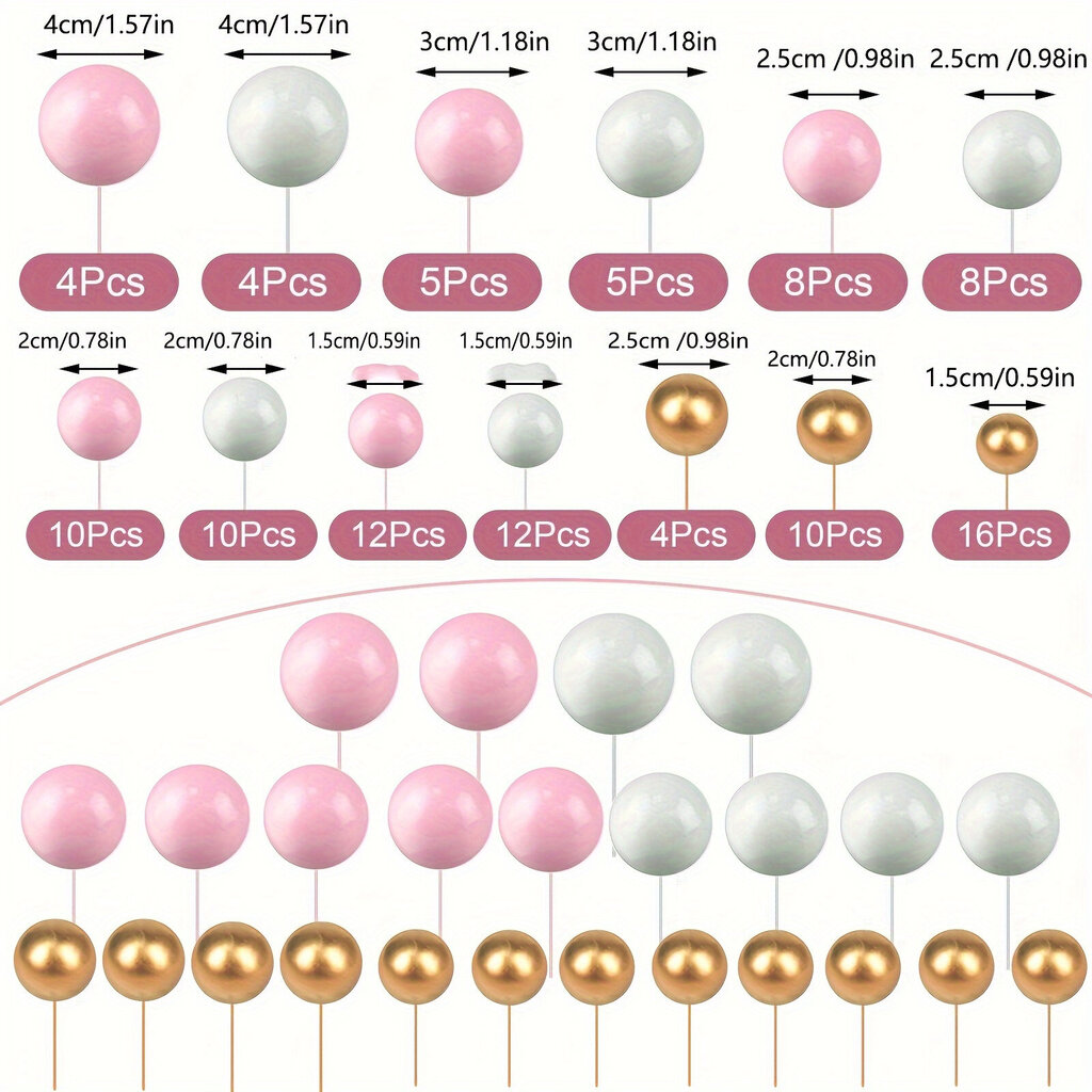 108 kpl Kakunkoristepaketti Syntymäpäiville Ja Juhlille, Puiset Elintarviketurvalliset Kakunkoristeet Vaaleanpunaiset, Valkoiset Ja Kultaiset Ilmapallot hinta ja tiedot | Juhlakoristeet | hobbyhall.fi