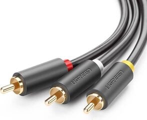 UGREEN 3x RCA kaapeli, 1,5 m, musta, AV105 hinta ja tiedot | Kaapelit ja adapterit | hobbyhall.fi