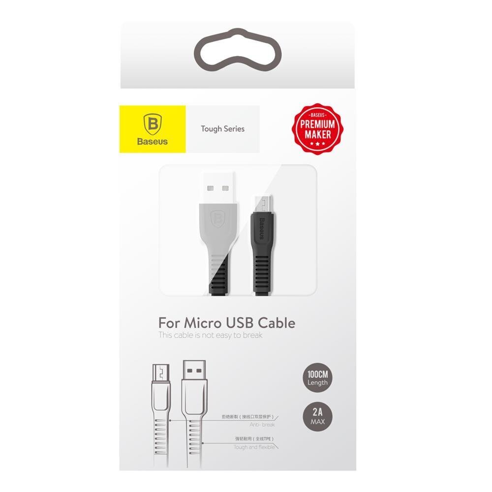 Baseus Tough sarja microUSB 2A 1M musta CAMZY-B01 hinta ja tiedot | Puhelinkaapelit | hobbyhall.fi