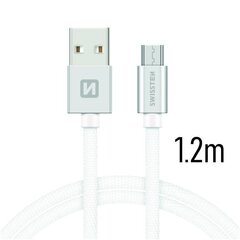 Swissten Textile Universal Micro USB Data and Charging Cable 1.2m Silver hinta ja tiedot | Puhelinkaapelit | hobbyhall.fi