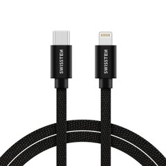Swissten Textile Universal Quick Charge 3.1 USB-C to Lightning Data and Charging Cable 1.2m Black hinta ja tiedot | Kaapelit ja adapterit | hobbyhall.fi