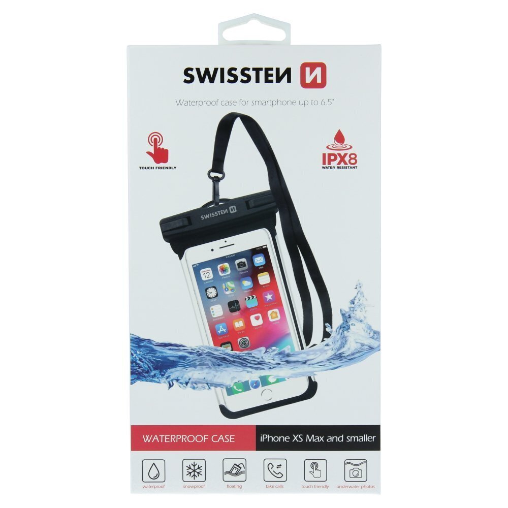 Swissten Waterproof Case for Phones IPX8 Black hinta ja tiedot | Puhelimen kuoret ja kotelot | hobbyhall.fi