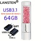 32GB 64GB 128GB Korut Kristalli Huulipuna USB-Muistitikku hinta ja tiedot | Muistitikut | hobbyhall.fi