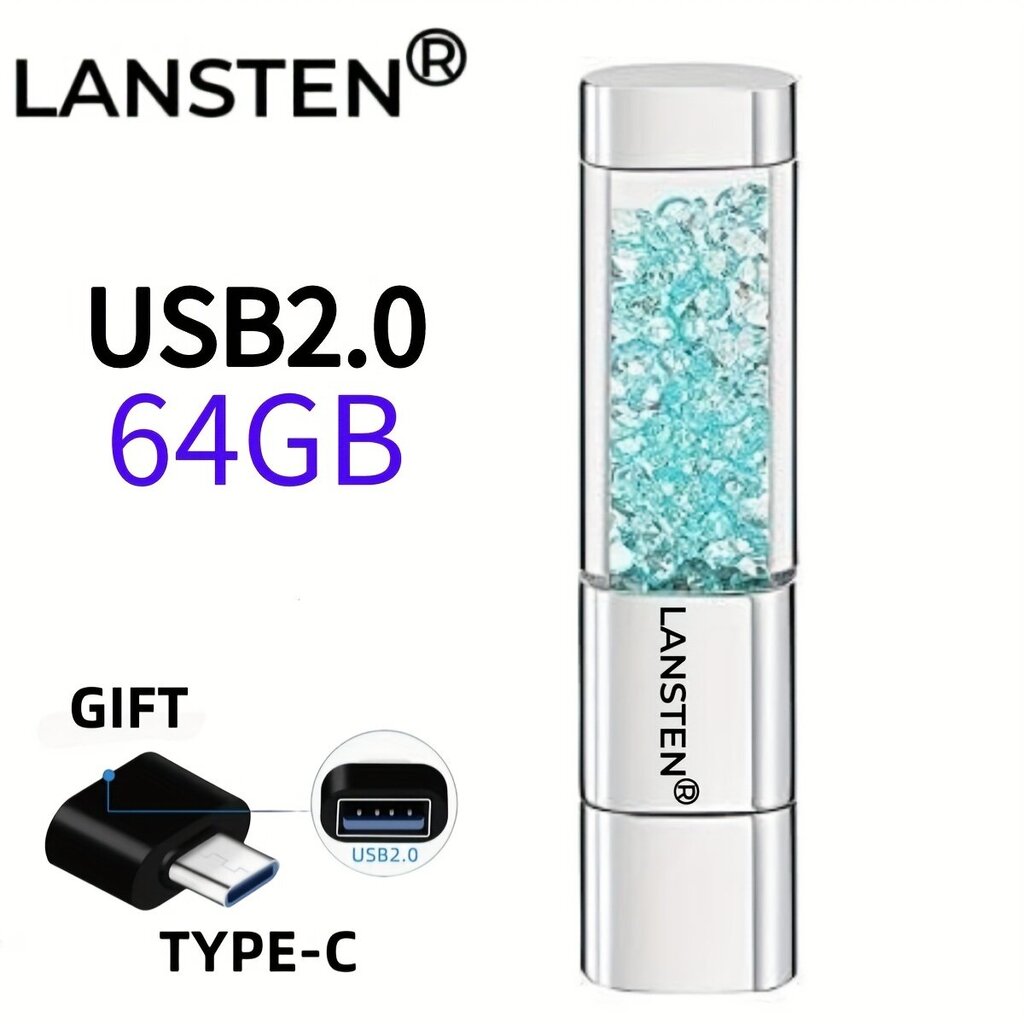 32GB 64GB 128GB Korut Kristalli Huulipuna USB-Muistitikku hinta ja tiedot | Muistitikut | hobbyhall.fi