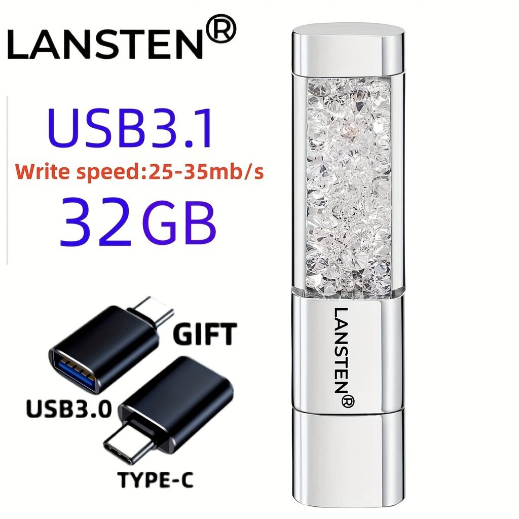 32GB 64GB 128GB Korut Kristalli Huulipuna USB-Muistitikku hinta ja tiedot | Muistitikut | hobbyhall.fi