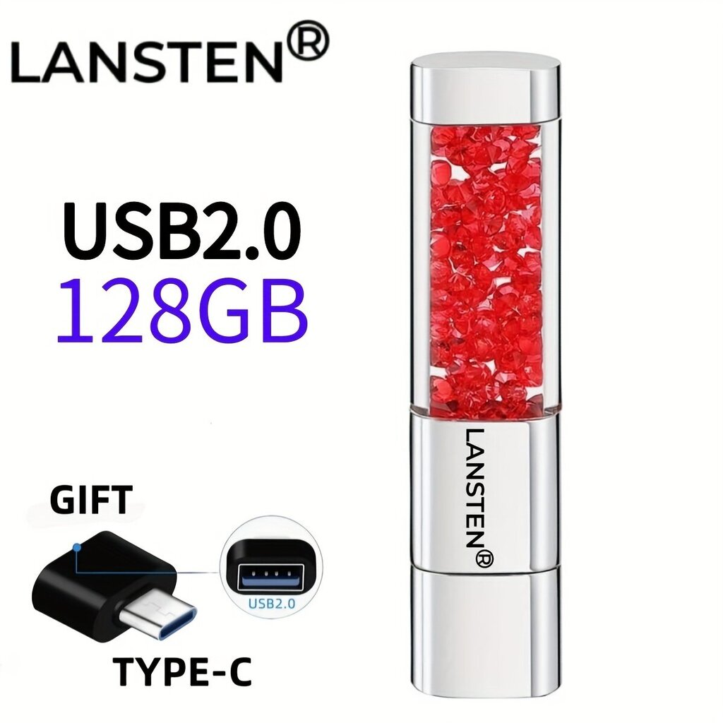 32GB 64GB 128GB Korut Kristalli Huulipuna USB-Muistitikku hinta ja tiedot | Muistitikut | hobbyhall.fi