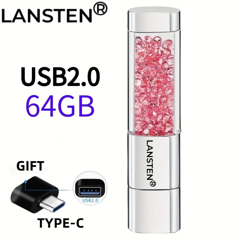 32GB 64GB 128GB Korut Kristalli Huulipuna USB-Muistitikku hinta ja tiedot | Muistitikut | hobbyhall.fi