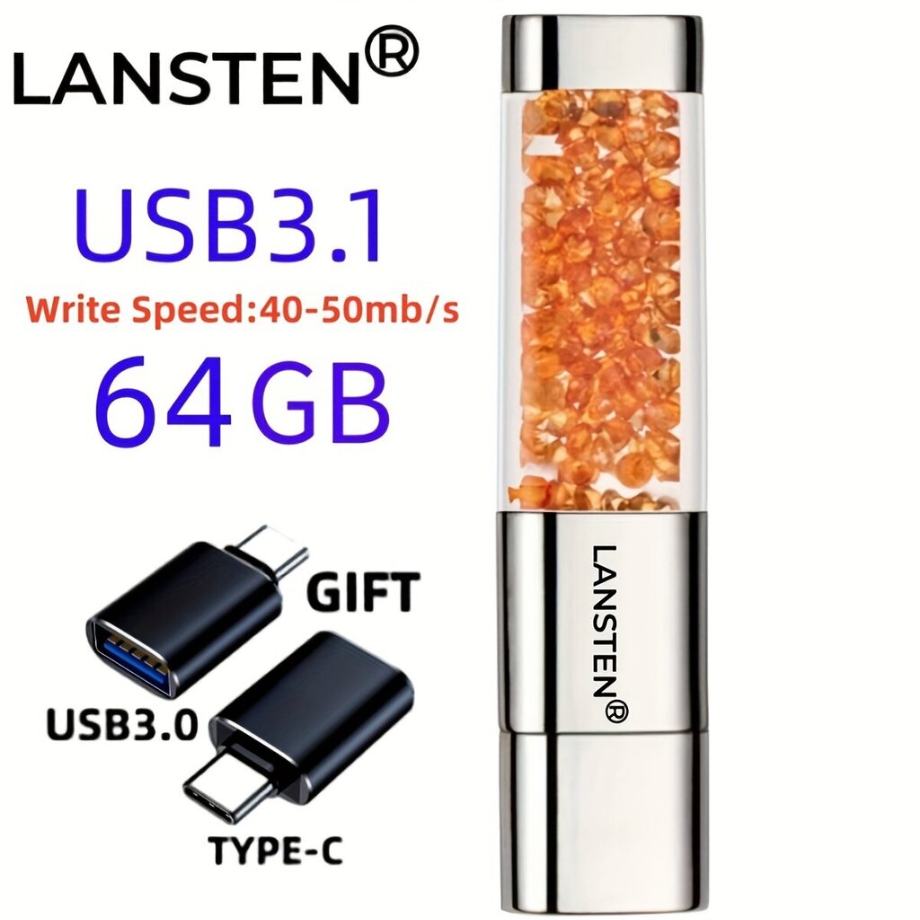 32GB 64GB 128GB Korut Kristalli Huulipuna USB-Muistitikku hinta ja tiedot | Muistitikut | hobbyhall.fi