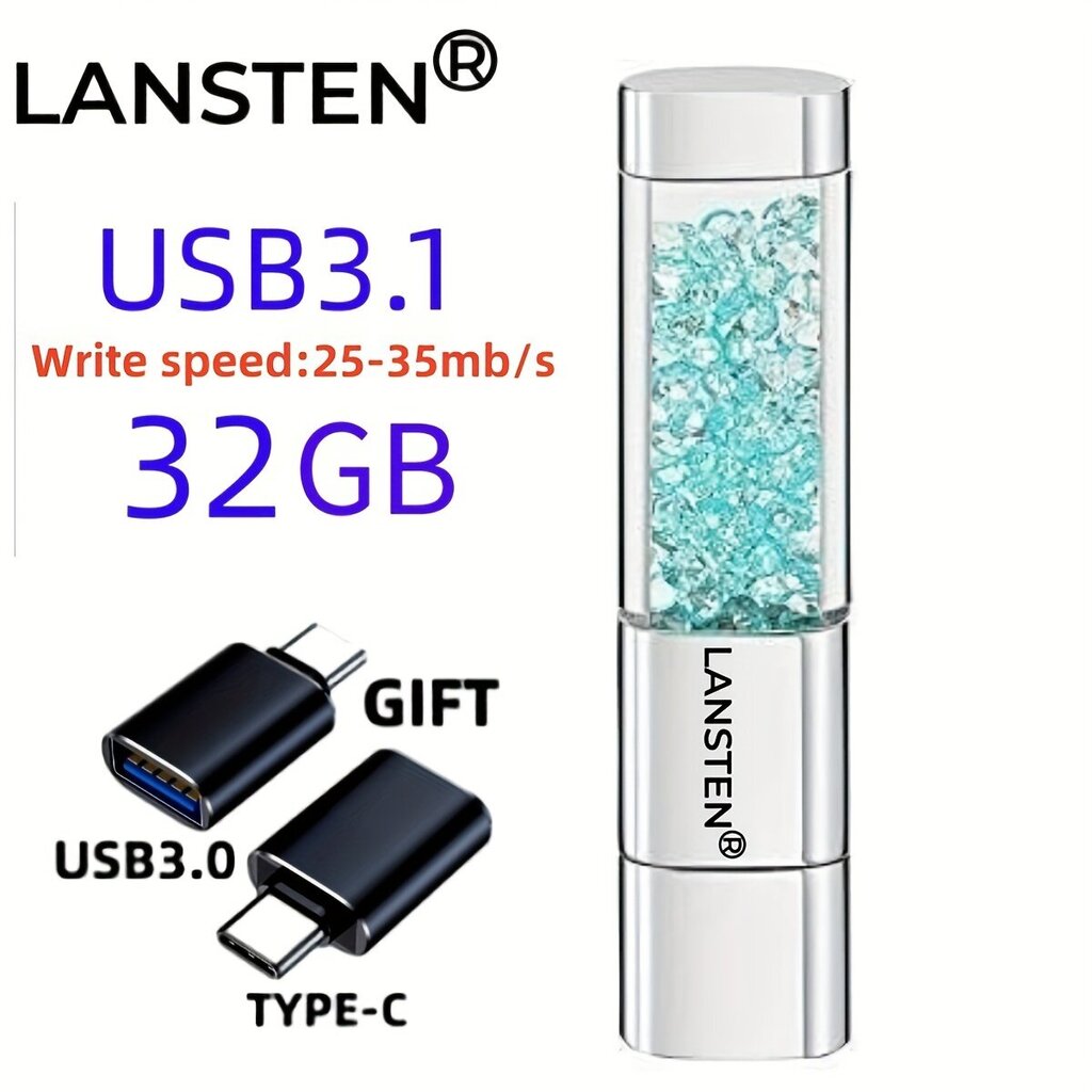 32GB 64GB 128GB Korut Kristalli Huulipuna USB-Muistitikku hinta ja tiedot | Muistitikut | hobbyhall.fi