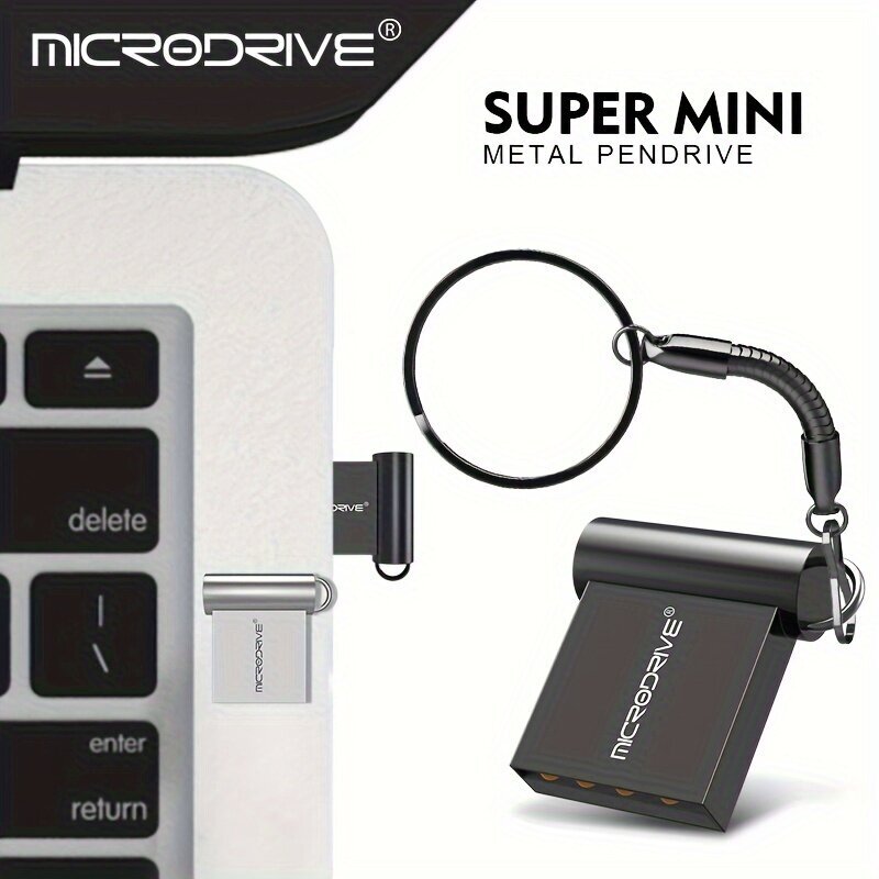 MiCRODRIVE Mini USB-muistitikku Avainrengas 128GB Musta Hopea MINI Kuvio. hinta ja tiedot | Muistitikut | hobbyhall.fi