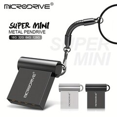 MiCRODRIVE Mini USB-muistitikku Avainrengas 128GB Musta Hopea MINI Kuvio. hinta ja tiedot | Muistitikut | hobbyhall.fi