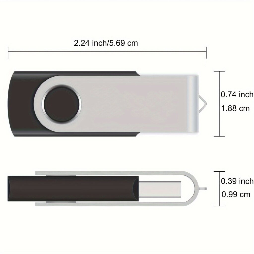 5kpl USB 2.0 Muistitikku Pyörivä Muisti Musta hinta ja tiedot | Muistitikut | hobbyhall.fi