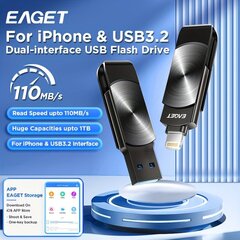 EAGET [MFi Sertifioitu] USB-Muistitikku, Salama Portti, Kapasiteetti: 64GB/128GB/256GB, Suuri Nopeus Tiedonsiirto hinta ja tiedot | Muistitikut | hobbyhall.fi