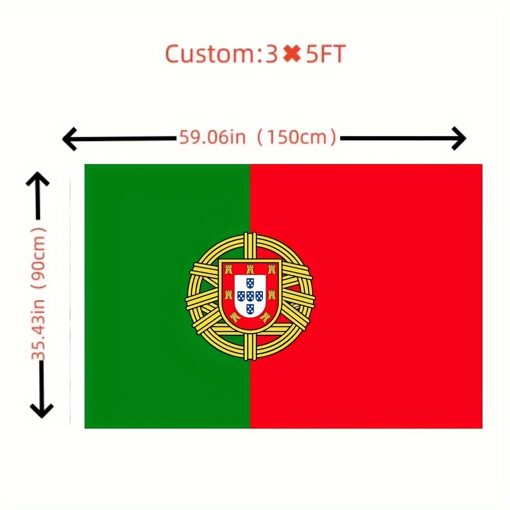 3-Pakkaus Portugalin Kansallisliput - Kestävä Polyesteri, 152.4x91.44 cm hinta ja tiedot | Liput | hobbyhall.fi