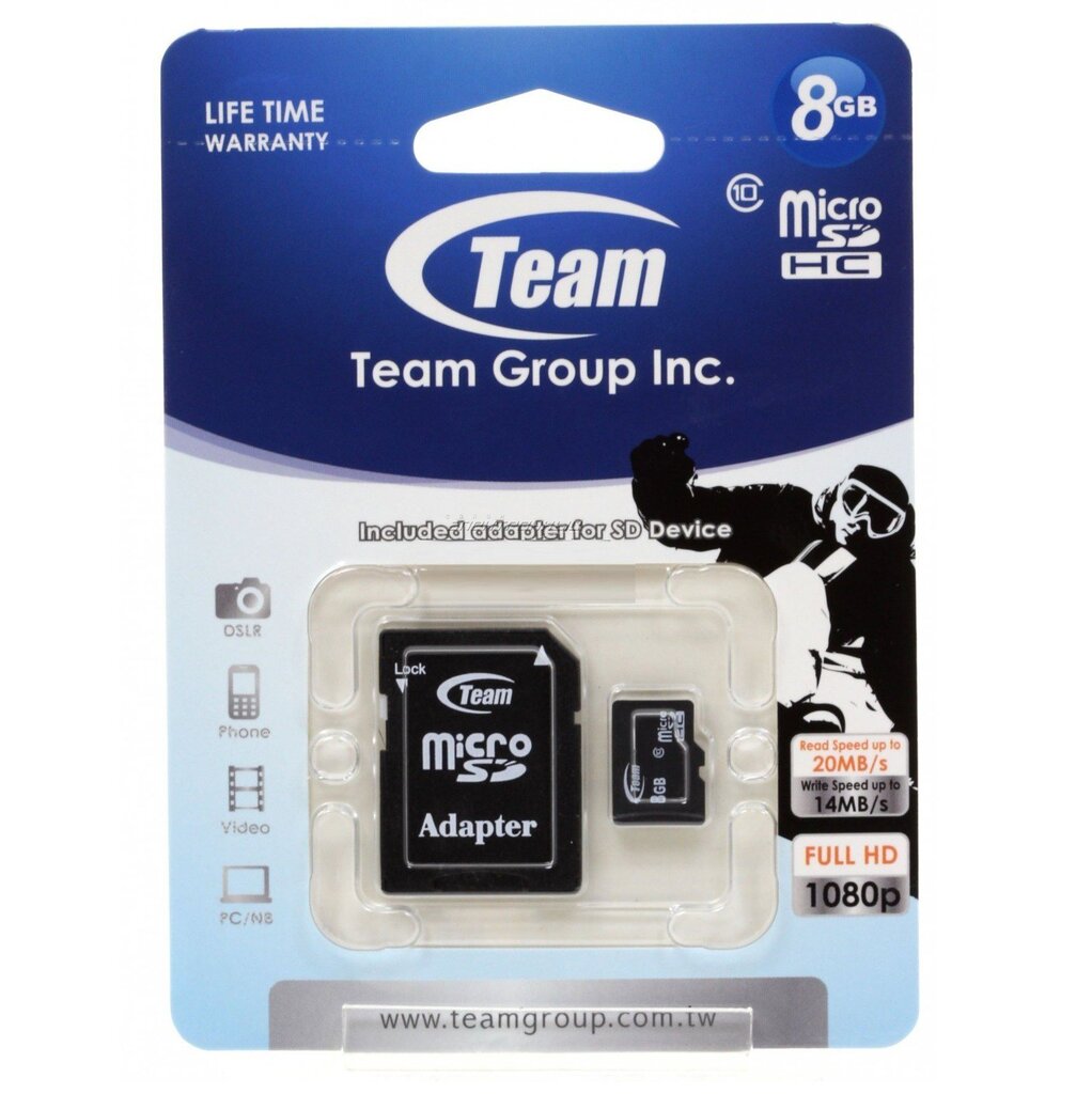 TeamGroup C10 Micro SDHC 8GB atminties kortelė hinta ja tiedot | Puhelimen muistikortit | hobbyhall.fi