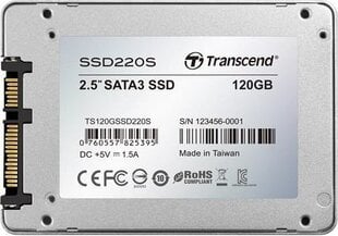 Transcend 220S 120GB SATA3 (TS120GSSD220S) hinta ja tiedot | Kovalevyt | hobbyhall.fi