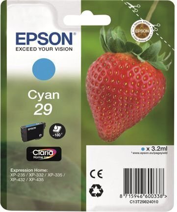 Mustepatruuna Epson C13T298240, sininen hinta ja tiedot | Mustekasetit | hobbyhall.fi