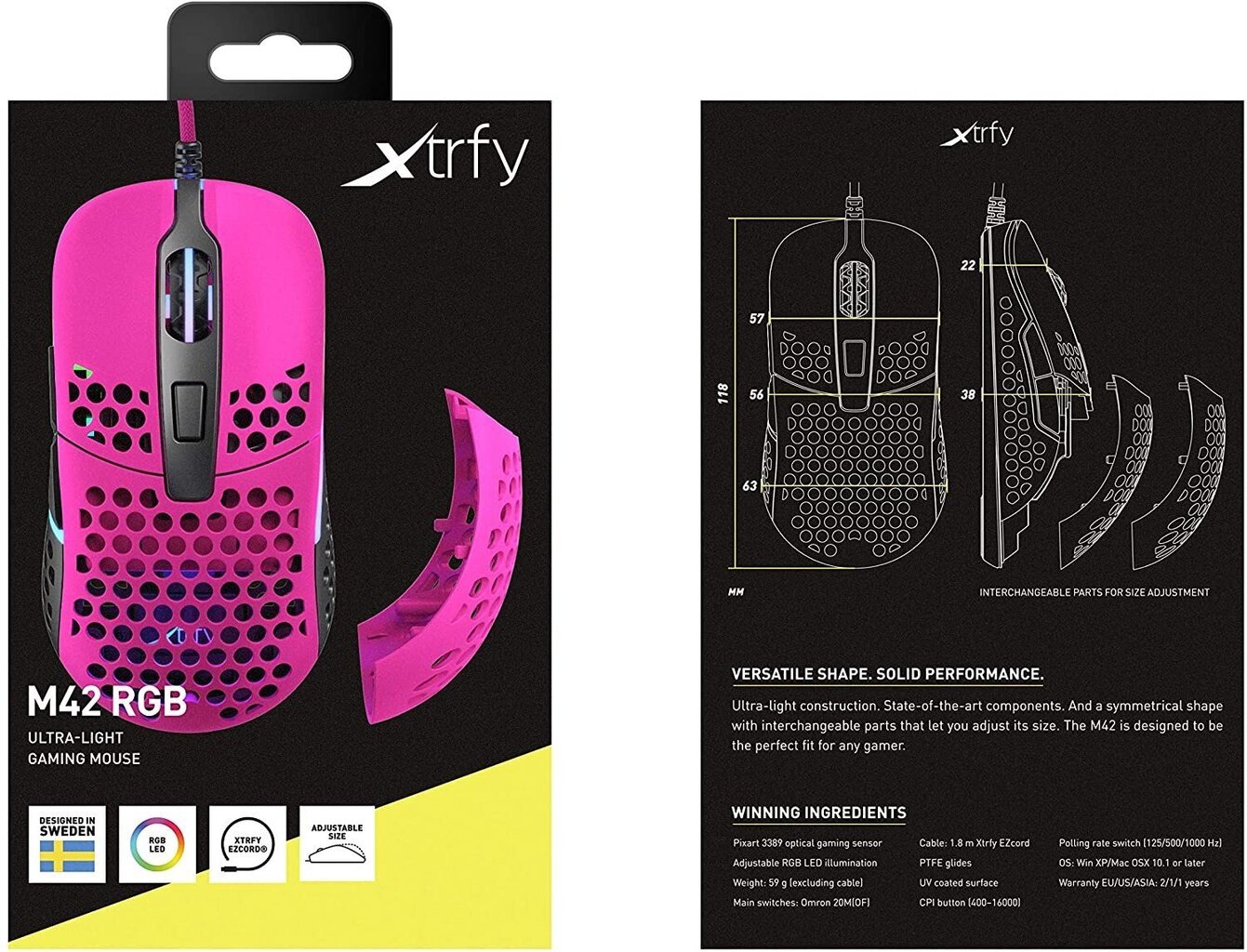 Xtrfy M42, vaaleanpunainen hinta ja tiedot | Hiiret | hobbyhall.fi