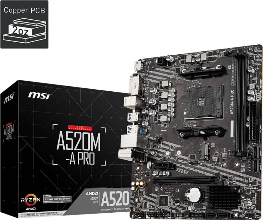 MSI A520M-A Pro hinta ja tiedot | Emolevyt | hobbyhall.fi