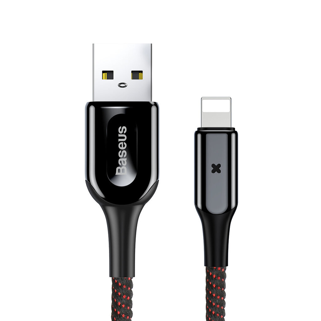 Lataus-/tiedonsiirtokaapeli USB - Lightning Baseus, 1m, 2,4A, musta hinta ja tiedot | Puhelinkaapelit | hobbyhall.fi