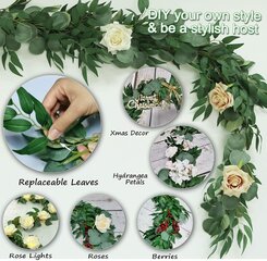 2 Pack Green Garland 6 jalkaa keinotekoinen eukalyptusseppele pajunlehdillä hääjuhliin hinta ja tiedot | Keinotekoiset kukat | hobbyhall.fi