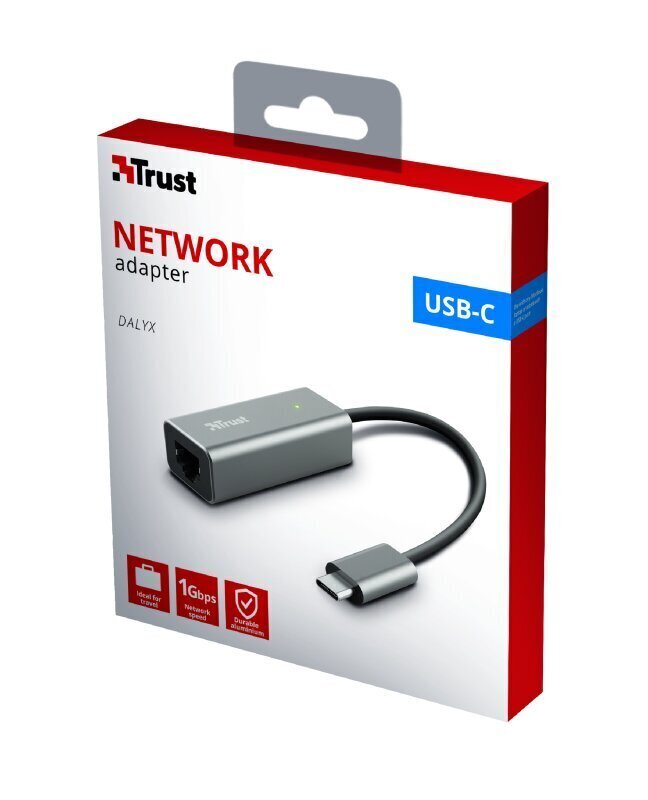 Adapteris Trust Dalyx USB-C/RJ45, 10 cm hinta ja tiedot | Adapterit | hobbyhall.fi