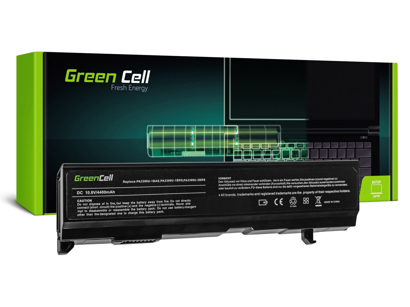 Green Cell Laptop Battery for Toshiba Satellite A80 A100 A105 M40 M50 Tecra A3 A6 hinta ja tiedot | Kannettavien tietokoneiden akut | hobbyhall.fi