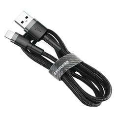 Kaapeli Baseus USB kestävä nylon punottu johto USB / Lightning Qc3.0 2.4A 0.5m, musta/harmaa hinta ja tiedot | Puhelinkaapelit | hobbyhall.fi
