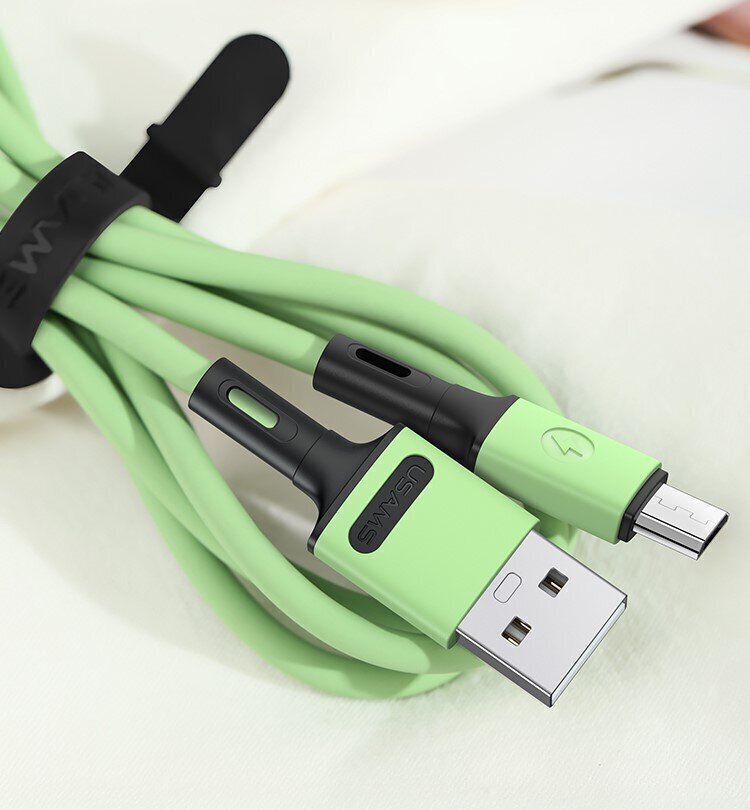 USB/Micro USB kaapeli USAMS, vihreä, 100cm hinta ja tiedot | Puhelinkaapelit | hobbyhall.fi