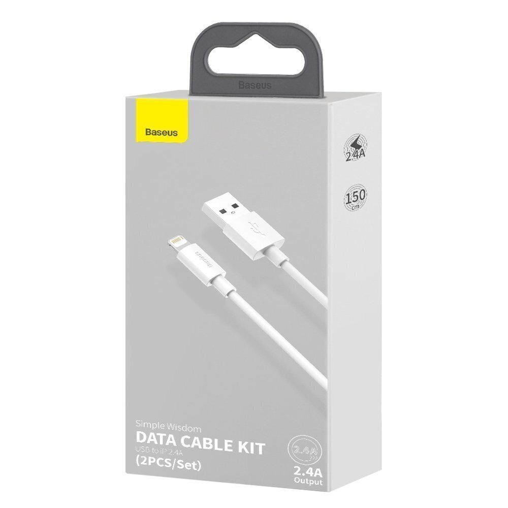 Kaapeli Baseus USB - Lightning 2,4 A, 1,5 m 6953156230316 hinta ja tiedot | Puhelinkaapelit | hobbyhall.fi