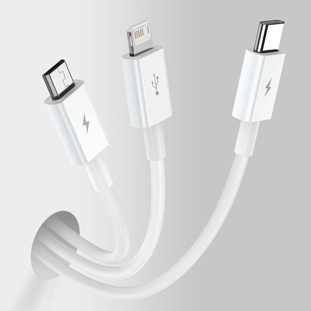 Kaapeli Baseus 3w1 USB - Lightning / USB Type C / micro USB (3,5 A / 480 Mbps) 1,5 m CAMLTYS-02 hinta ja tiedot | Puhelinkaapelit | hobbyhall.fi