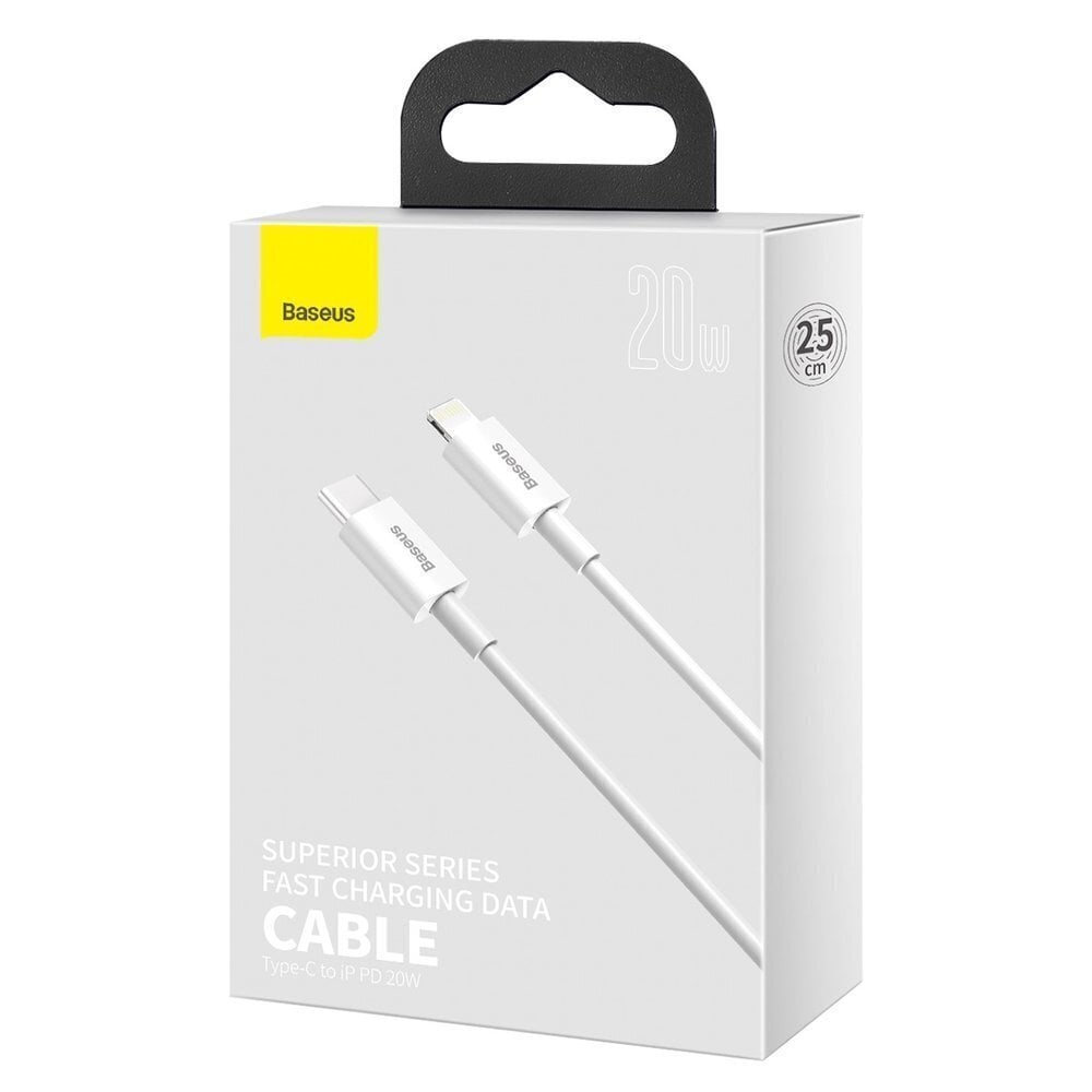 Kaapeli Baseus USB Type C - Lightning Power Delivery 20 W 0,25 m CATLYS-02 hinta ja tiedot | Puhelinkaapelit | hobbyhall.fi