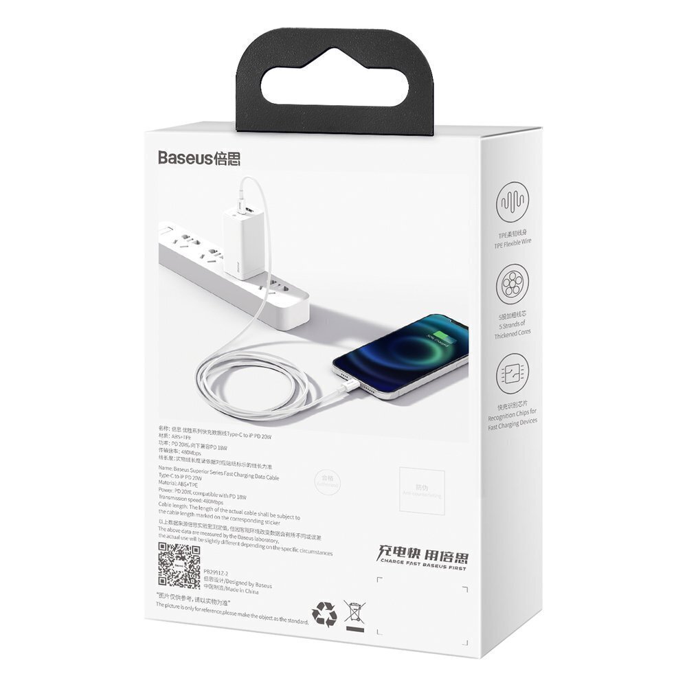 Kaapeli Baseus USB Type C - Lightning Power Delivery 20 W 1 m CATLYS-A02 hinta ja tiedot | Puhelinkaapelit | hobbyhall.fi