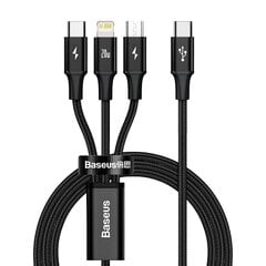 Kaapeli Baseus Rapid 3in1 USB Type C - USB Type C / Lightning / micro USB, 20 W 1,5 m (CAMLT-SC01) hinta ja tiedot | Baseus Retkeily | hobbyhall.fi