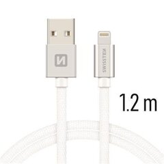 Swissten Textile Fast Charge 3A Lighthing (MD818ZM/A) Data and Charging Cable 1.2m Silver hinta ja tiedot | Puhelinkaapelit | hobbyhall.fi