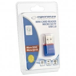 Kortinlukija Esperanza MicroSD EA134B, sininen, USB 20 hinta ja tiedot | Adapterit | hobbyhall.fi